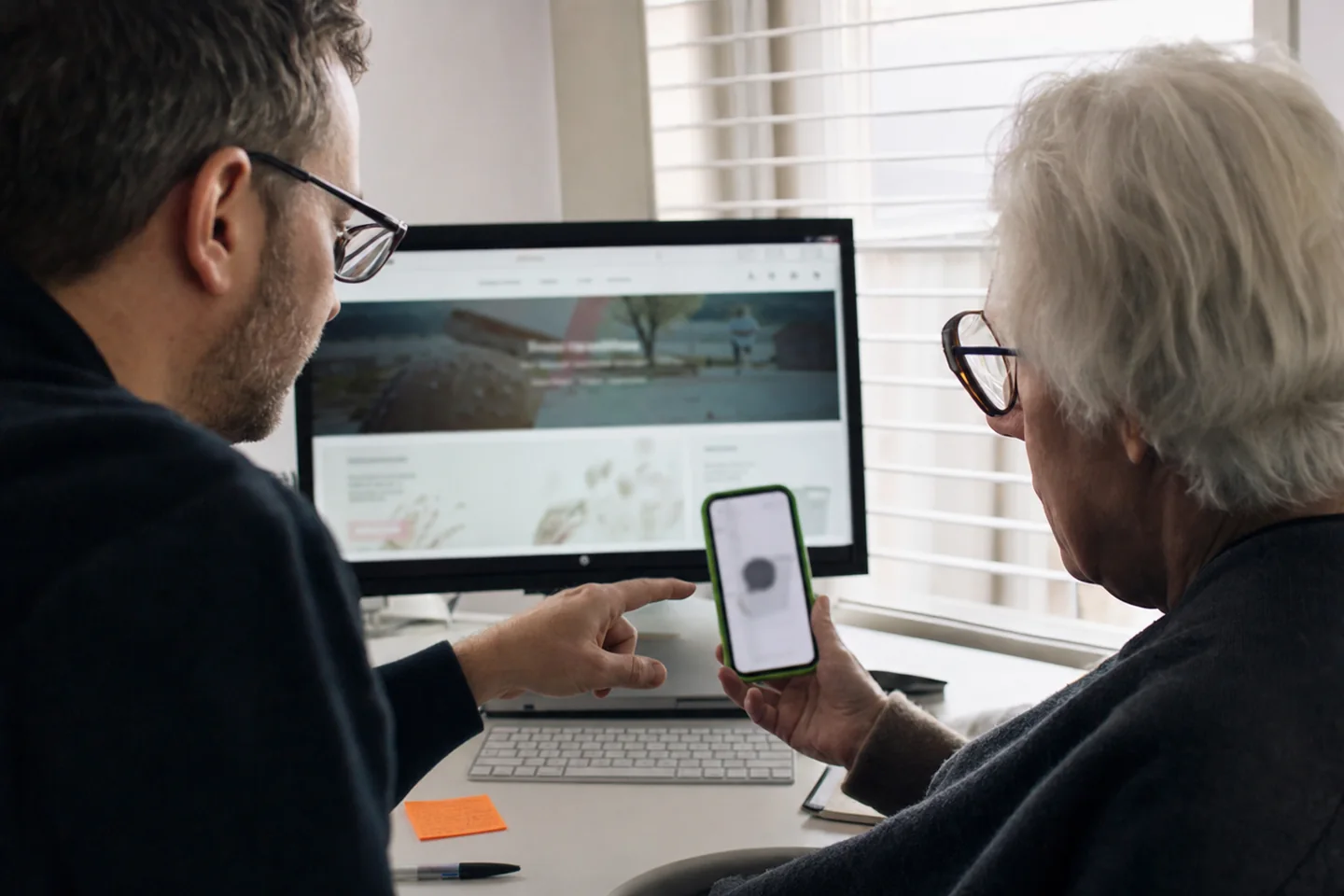 Website being checked at high zoom on a mobile screen