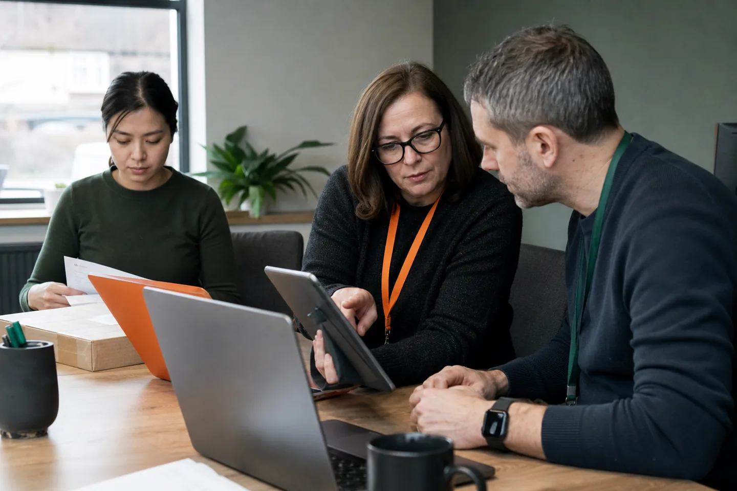 Customer service team testing a portal journey on a tablet